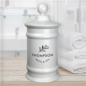 Personalized Last Name with Leaves Apothecary Jar