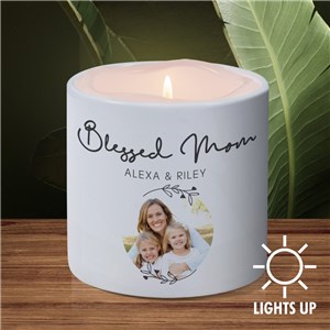 Personalized Blessed Mom Photo Candle Holder