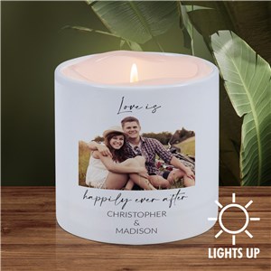 Personalized Happily Ever After Photo LED Candle with Holder U21995171