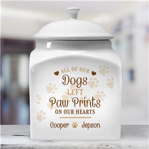 All Of Our Dogs Left Paw Prints Personalized Pet Urn