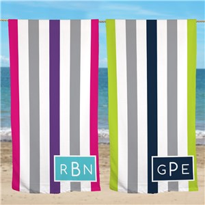 Custom Monogrammed Striped Beach Towel 