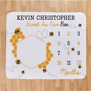 Sweet As Can Bee Personalized Monthly Milestone Blanket