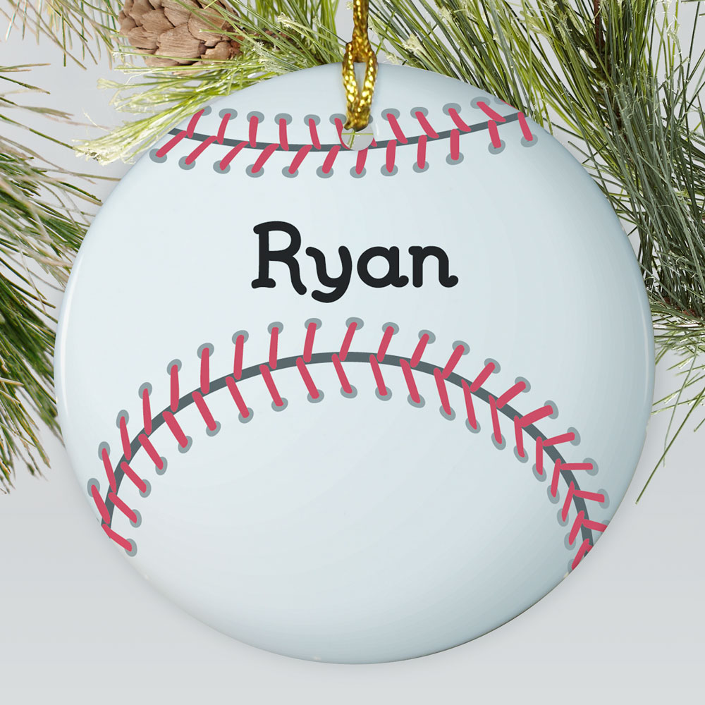 Personalized Baseball Ceramic Christmas Ornament GiftsForYouNow