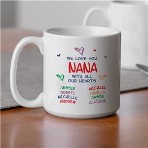 Personalized We Love Grandma With All Our Hearts Large Coffee Mug
