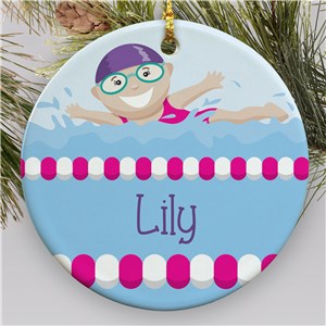 Personalized Girl Swimmer Ornament | Kids Christmas Ornaments