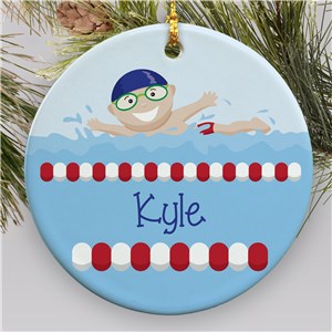 Personalized Swimmer Christmas Ornament for Boys