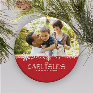 Custom Photo Ornament with Family Name and Photo | Picture Ornaments