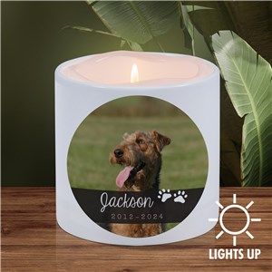Round Personalized Pet Photo LED Candle with Holder U9353171