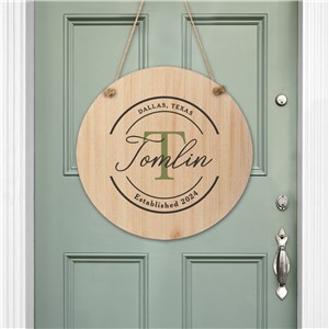 Hanging Wall Sign Personalized with City, State And Family Name