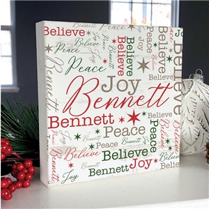 Personalized Holiday Square Sign | Word Art Christmas Sign