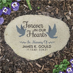 Personalized Forever In Our Hearts with Doves Flat Garden Stone UV1744415X
