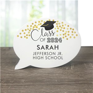Personalized Class of with Gold Confetti Word Bubble Sign UV1757616