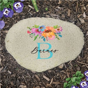 Personalized Rustic Florals Flat Garden Stone