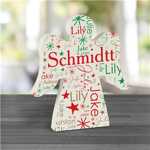 Personalized Christmas Word Art Angel Shaped Sign UV2165634
