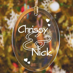 Couples Personalized Oval Glass Ornament