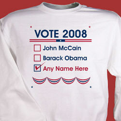 Ballot Vote 2008 Personalized Sweatshirt   