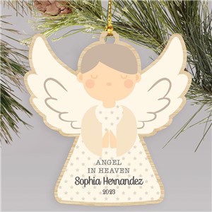 Personalized Angel Memorial Wood Ornament 