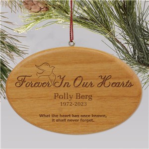 Wooden Forever In Our Hearts Memorial Christmas Ornament W44592