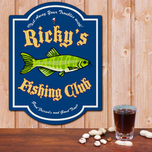 Personalized Fishing Sign | Custom Fishing Club Wall Art with Custom Name