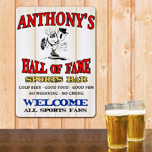 Hall of Fame Sports Bar Personalized Wall Sign