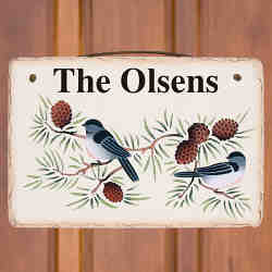 Chickadee Welcome Personalized Slate Plaque