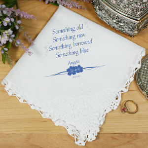 Something Blue Personalized Wedding Ladies Handkerchief