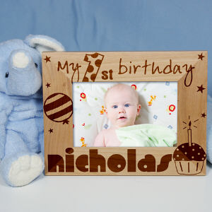 Baby Boy's 1st Birthday Wood Picture Frame