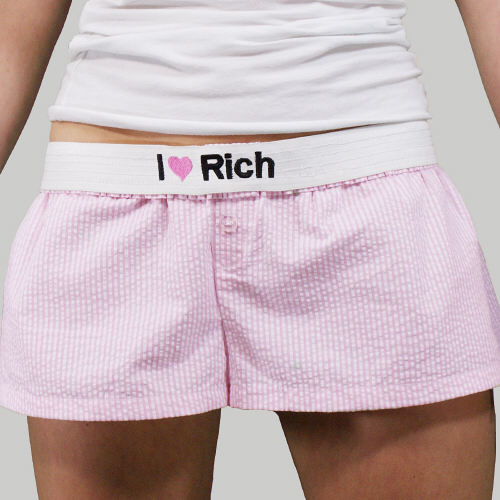 Embroidered I Love You Ladies Cotton Shorts