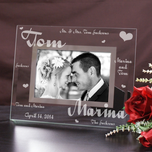 Personalized Mr. and Mrs. Wedding Glass Picture Frame GiftsForYouNow