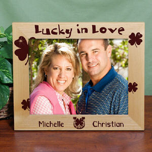 Personalized Lucky in Love Wood Picture Frame