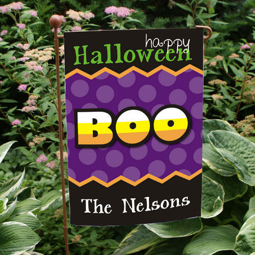 Boo Personalized Happy Halloween Garden Flags