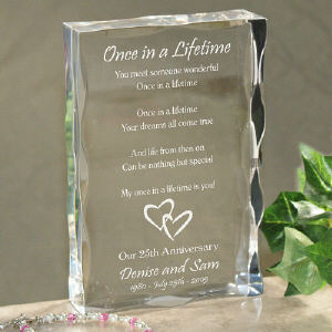 Once In A Lifetime Anniversary Keepsake Block