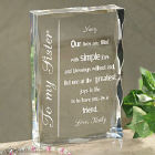 To My Sister Keepsake Block