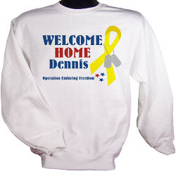 3 Star Yellow Ribbon Welcome Home Personalized Military Sweatshirt