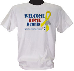 3 Star Yellow Ribbon Welcome Home Personalized Military T-shirt 