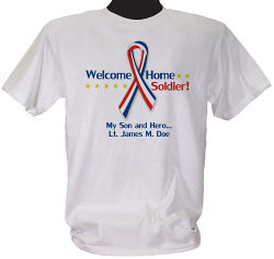 Red#44; White and Blue Ribbon Personalized Military T-shirt