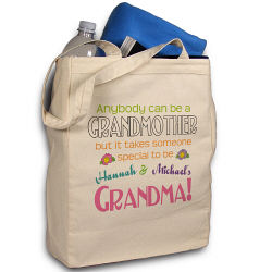 Anybody Can Be A Grandma Personalized Canvas Tote Bag