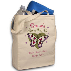 Butterfly Sweethearts Personalized Canvas Valentine Tote Bag