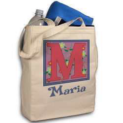 Iniciales Floreadas Bolsa de Tela Personalizada