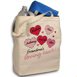 Loving Hearts Personalized Canvas Valentine Tote Bag