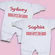 1 of 2 Twin Personalized Fleece Romper