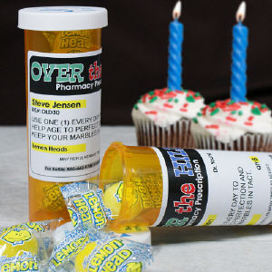 Over The Hill Pharmacy Personalized Birthday Prescription Bottle Set