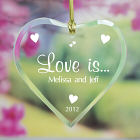 Love Is... Personalized Glass Heart Ornament