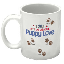 It's All About Puppy Love Personalized Pet Coffee Mug