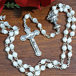 Personalized First Communion White Pearl Rosary 62010