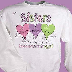 Heart Strings Personalized Sisters Sweatshirt