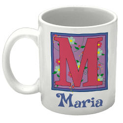Iniciales Floreadas Taza de Cafe Personalizada