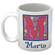 219700 - Iniciales Floreadas Taza de Cafe Personalizada