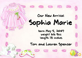 Little Girl Dress Birth Announcements