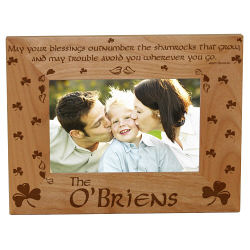 Shamrock Blessings Personalized Wood Picture Frame